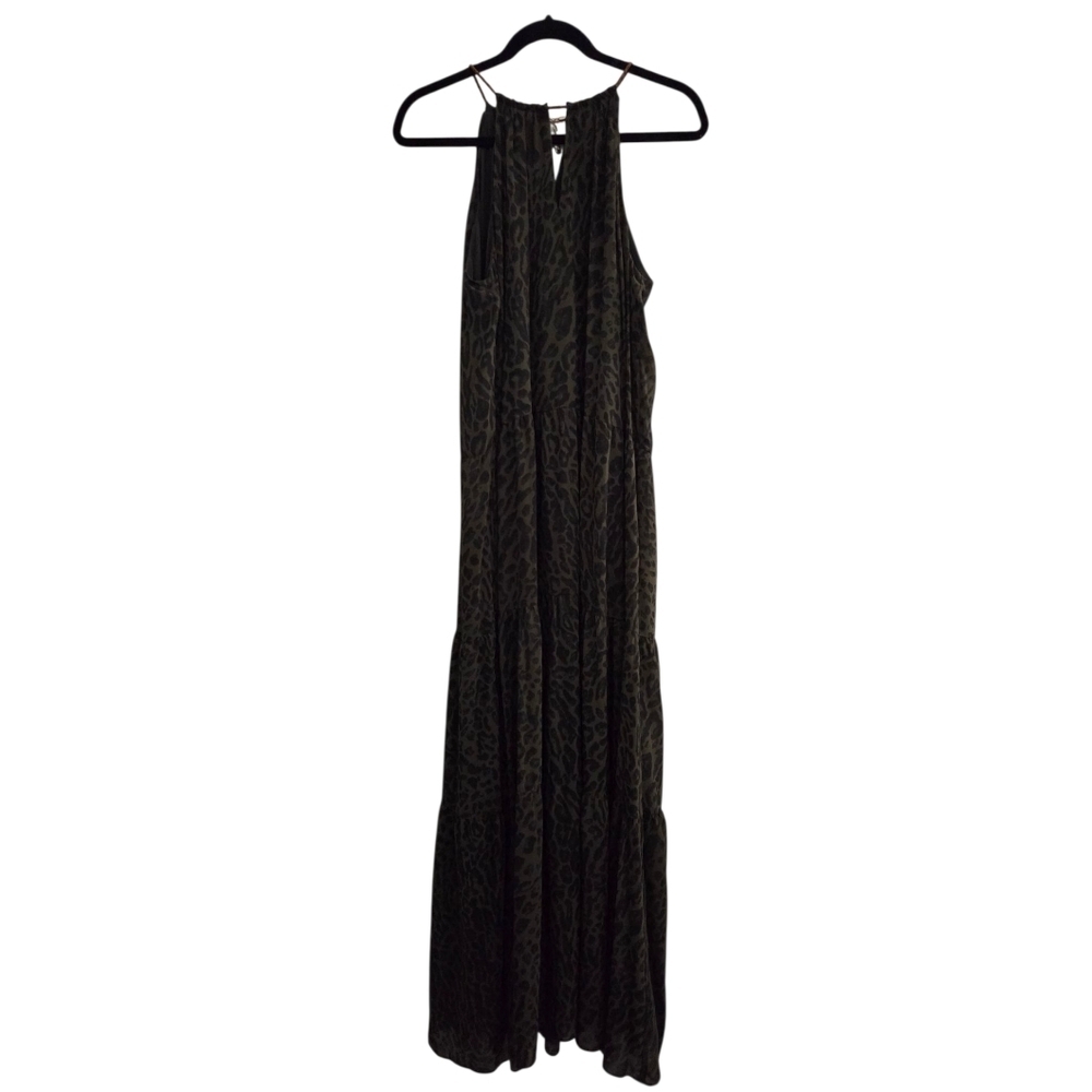 Lauren Ralph Lauren Olive Leopard Print Halter Maxi Dress Size 4 - Picture 11 of 14